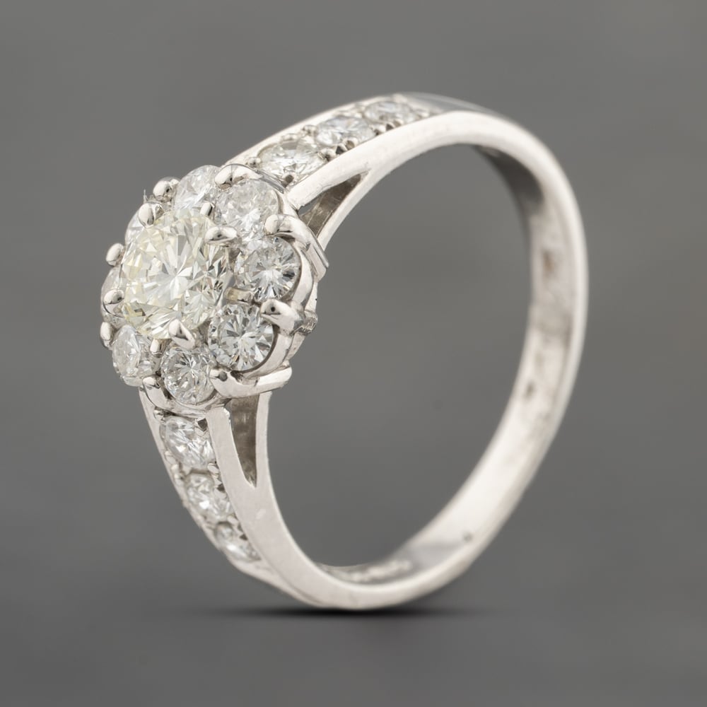 Second Hand Platinum 1.06ct Brilliant Cut Diamond Cluster Ring 43121284