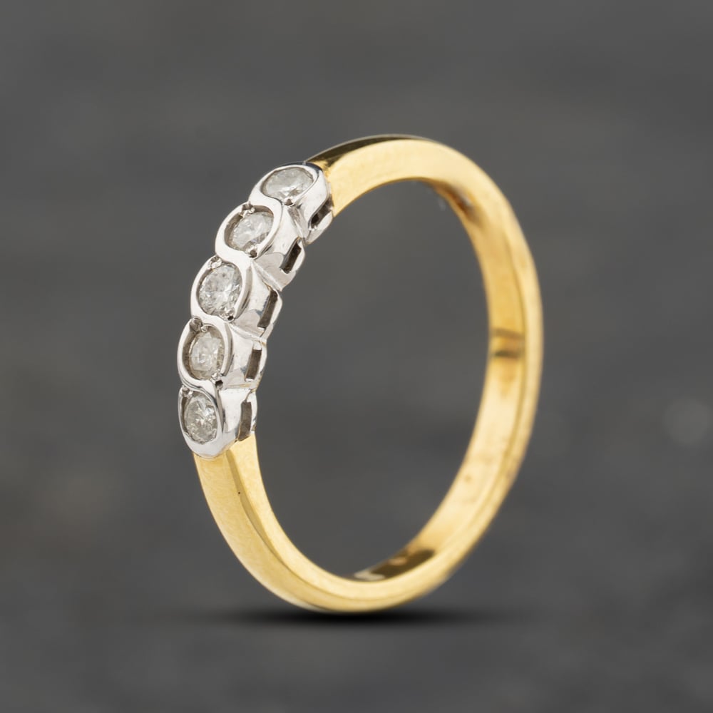 Second Hand 18ct Yellow Gold 0.20ct Brilliant Cut Diamond Five Stone Ring 43121329