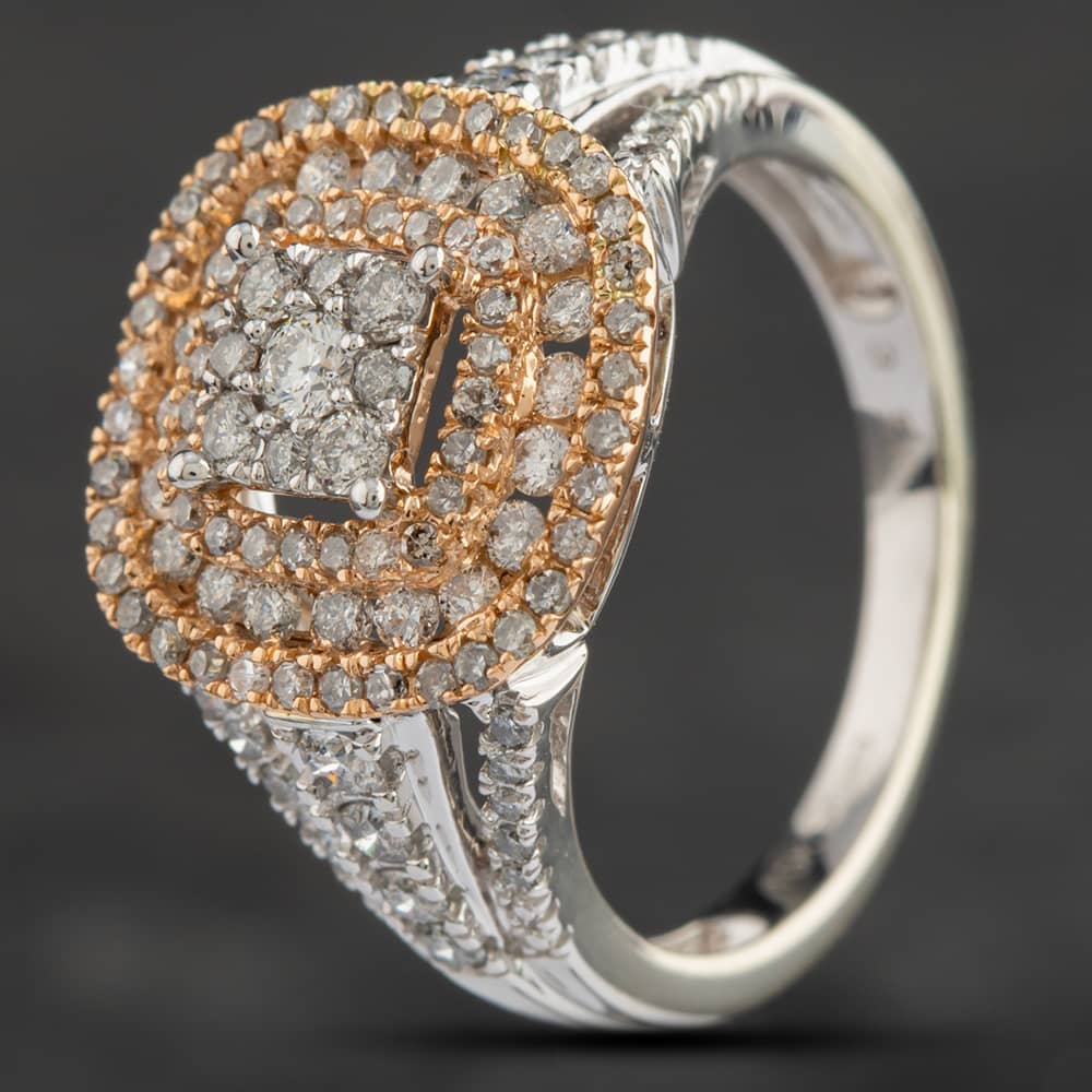 Second Hand 9ct White Gold 1.06ct Brilliant Cut Diamond Cluster Ring 4312269