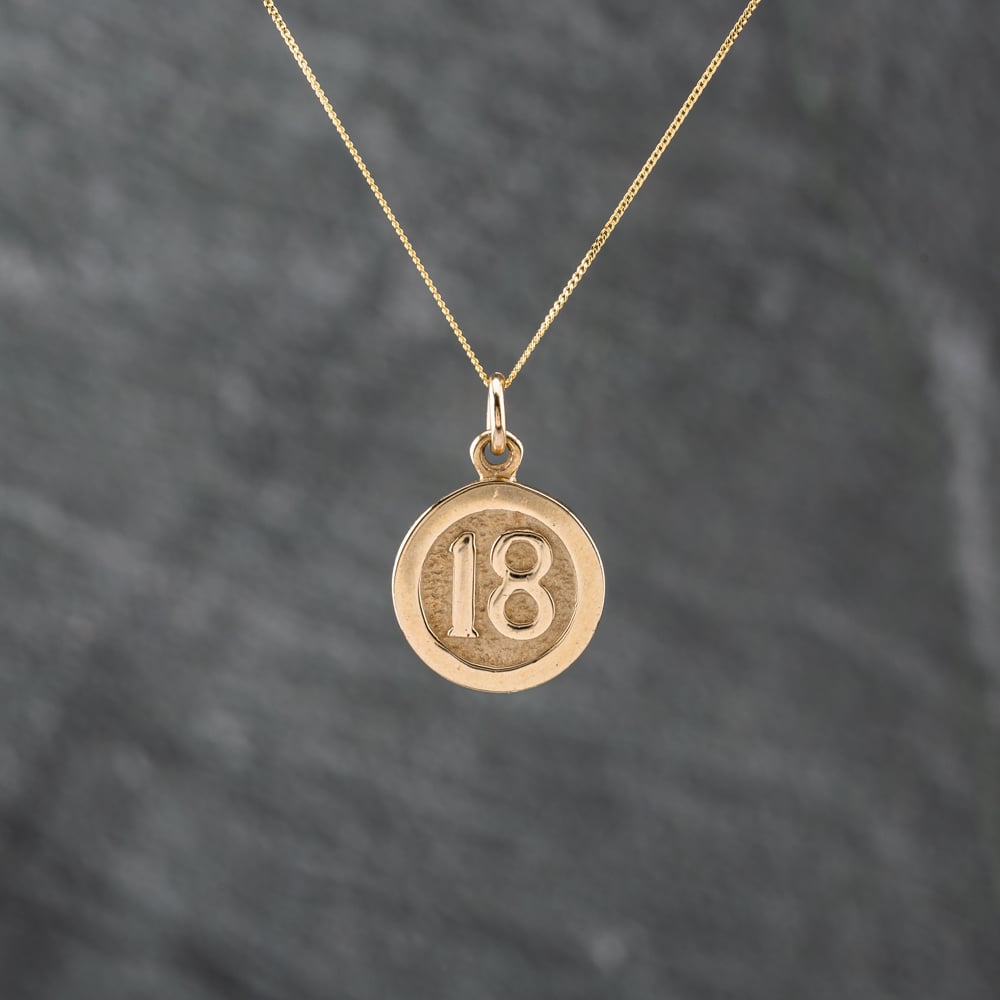 Second Hand 9ct Yellow Gold 18 Disc Pendant & 18 Inch Curb Chain 43141313