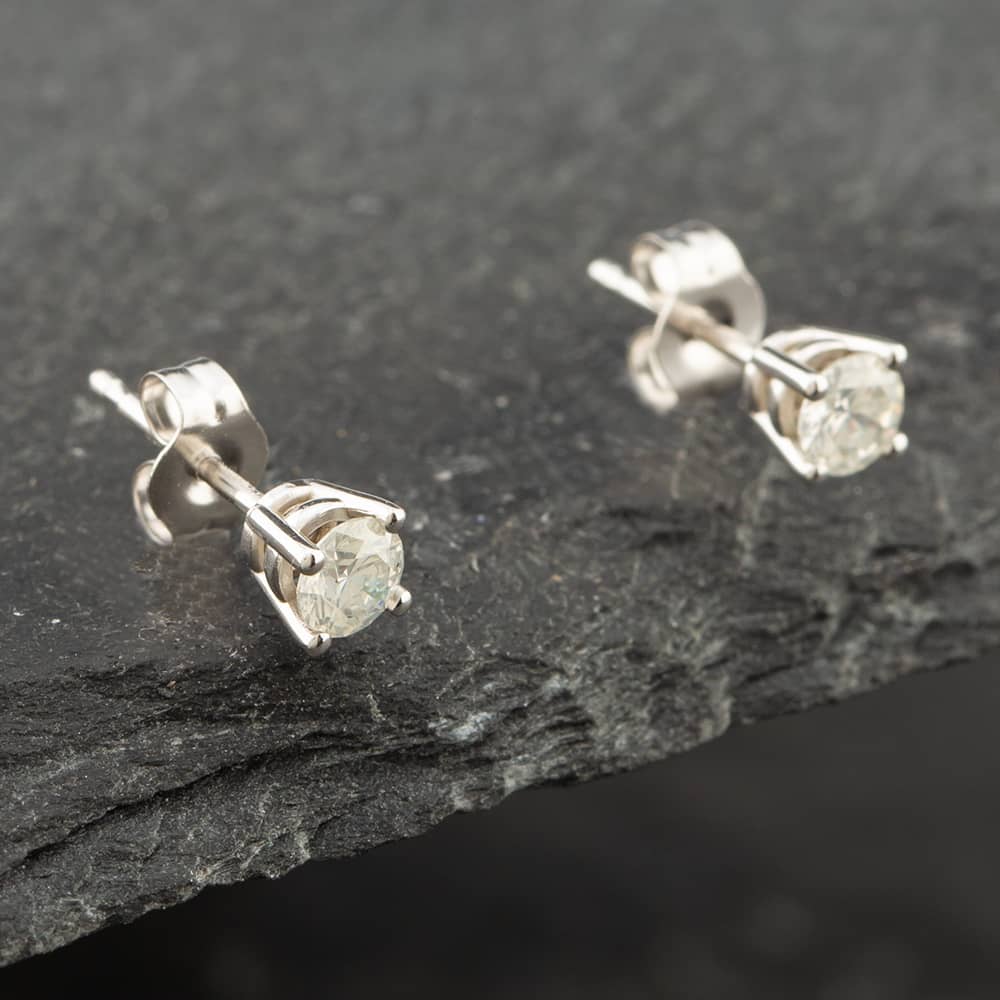 Second Hand 14ct White Gold 0.40ct Brilliant Cut Diamond Solitaire Stud Earrings 43171047