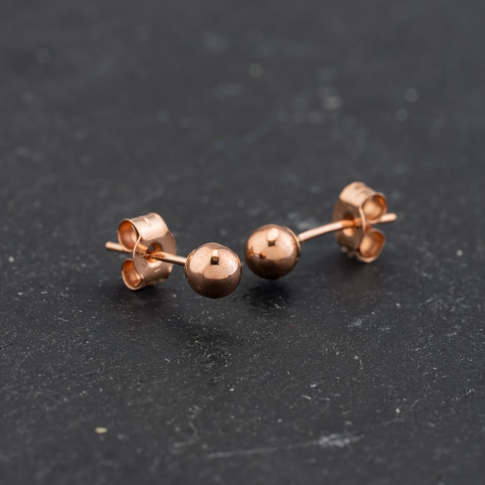 Second Hand Rose Gold 3mm Ball Stud Earrings 43171403