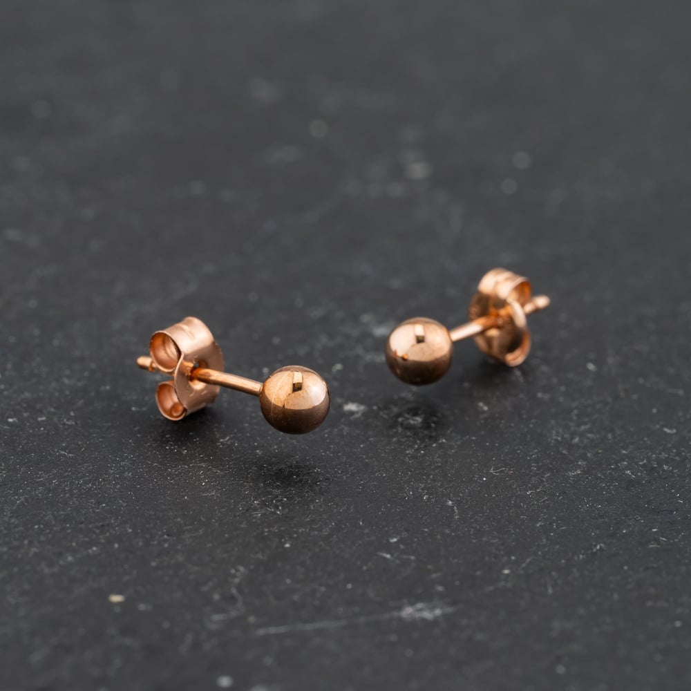 Second Hand Rose Gold 3mm Ball Stud Earrings 43171404