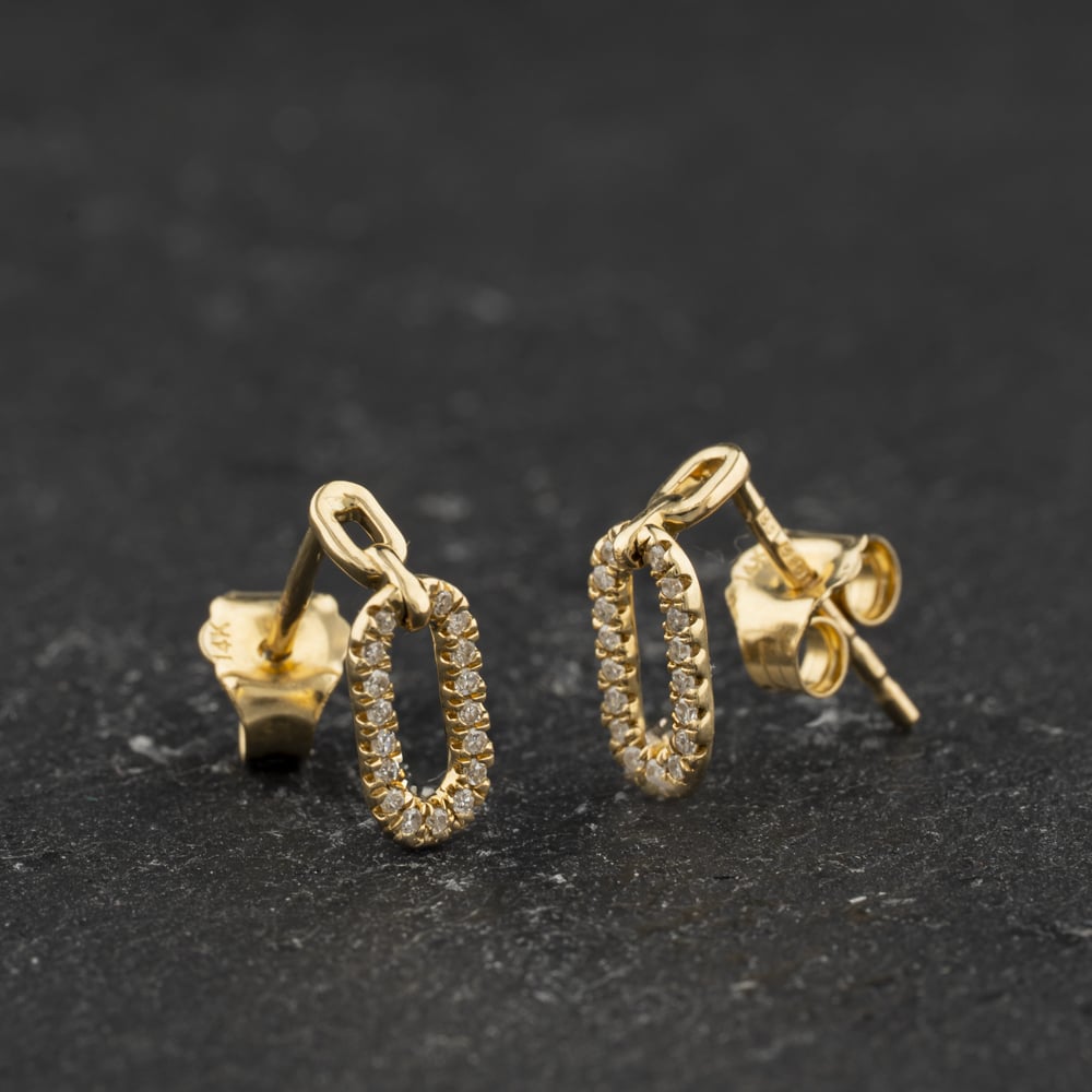 Second Hand 14ct Yellow Gold 11.5mm 0.10ct Brilliant Cut Diamond Loop Stud Earrings 43171494