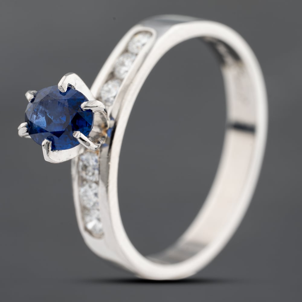 Second Hand Platinum Sapphire & 0.30ct Brilliant Cut Diamond Dress Ring 43361196