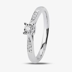 9ct White Gold 0.19ct Solitaire Diamond Ring TH010112R