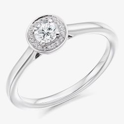 9ct White Gold 0.29ct Round Brilliant Cut Diamond Halo Ring ENG3453SMT