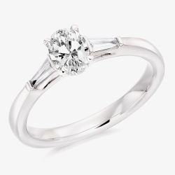 Platinum 0.68ct Certificated Oval Cut Shoulder Set Solitaire Ring TRL32371