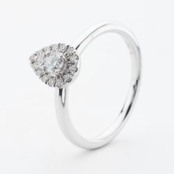 9ct White Gold 0.30ct Pear Cut Diamond Halo Ring NTR832PEAR-D-9WG