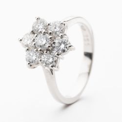 18ct White Gold 0.20ct Multi Cut Diamond Daisy Cluster Ring RG1DRD20