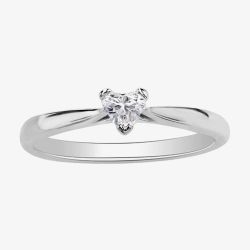 9ct White Gold 0.20ct Diamond Heart Shaped Solitaire Ring 1968WG/20-9 