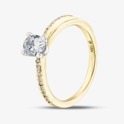 18ct Yellow Gold Certificated 1.38ct Oval Cut Diamond Crossover Ring 31470YW/55