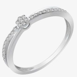 9ct White Gold 0.10ct Diamond Crossover Cluster Ring 9186R010 WG