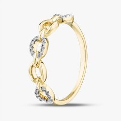 9ct Yellow Gold 0.05ct Brilliant Cut Diamond Oval Linked Ring THR29151-05GR (YG)