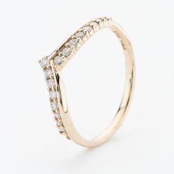 9ct Yellow Gold Brilliant Cut Diamond Twist Wishbone Ring 50M67/20