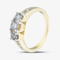 9ct Yellow Gold 1.00ct Diamond Trilogy Shoulder Set Ring THR4901-100 (YG)