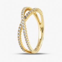 14ct Yellow Gold 0.35ct Brilliant Cut Diamond Crossover Ring 537636 585/GG O