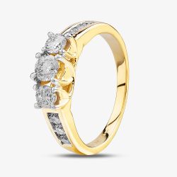18ct Yellow Gold 1.00ct Three Stone Diamond Shoulder Ring TH010325112140