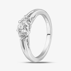 9ct White Gold Trilogy Diamond Split Shoulder Ring PR8490W 3ST