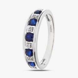 9ct White Gold Sapphire & Diamond Half Eternity Ring PR10429W SA
