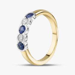 18ct Yellow Gold 0.40ct Brilliant Cut Sapphire & 0.20ct Diamond Five Stone Ring 23680