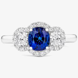 Tivon 18ct White Gold Sapphire & Diamond Triple Cluster Ring RW-1456-BS M 