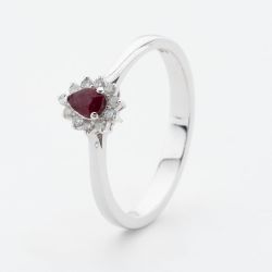 9ct White Gold Pear Cut Ruby & Diamond Cluster Ring WWW3580R L.5