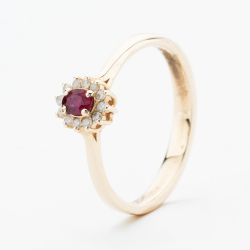 9ct Yellow Gold Pear Cut Ruby & Diamond Cluster Ring WWW3589R M