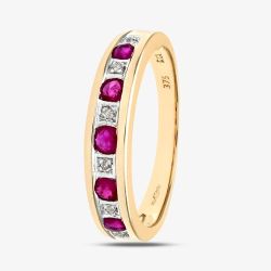 9ct Yellow Gold Five Stone Ruby Half Eternity Ring PR03027Y RU