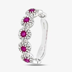 9ct White Gold Ruby Diamond Cluster Ring PR06629W RU