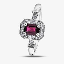 9ct White Gold Ruby 0.08ct Diamond Ring 4376WG-10