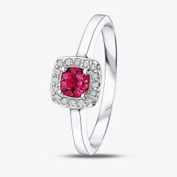 9ct White Gold Ruby 0.07ct Diamond Ring 51Y61WG-10