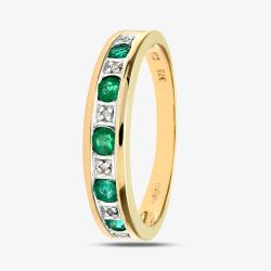 9ct Yellow Gold Emerald Half Eternity Ring PR03027Y EM
