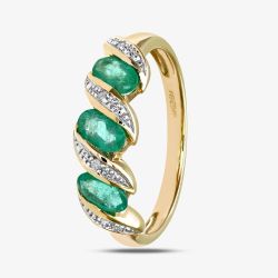 9ct Yellow Gold Emerald Swirl Half Eternity Ring PR06270Y EM