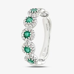 9ct White Gold Emerald & 0.20ct Diamond Cluster Ring PR06629W EM