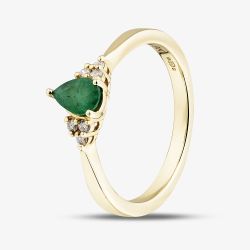 9ct Yellow Gold Emerald & Diamond Teardrop Cluster Ring 4454-10 EMERALD