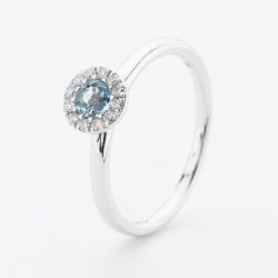 9ct White Gold Brilliant Cut Aquamarine & Diamond Cluster Ring NTR832AQD-9WG
