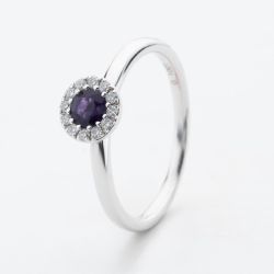 9ct White Gold Brilliant Cut Amethyst & Diamond Cluster Ring NTR832AMD-9WG