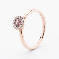 9ct Rose Gold Pink Tourmaline & Diamond Cluster Ring NTR832PTMD-9RG
