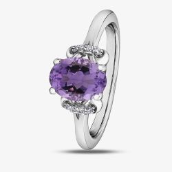 9ct White Gold Amethyst 0.40ct Diamond Ring 52D71WG-10