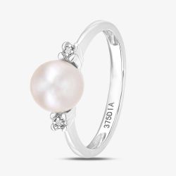9ct White Gold Pearl Two Stone Diamond Ring PR12581WPRL