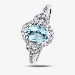 9ct White Gold Topaz 0.26ct Diamond Ring L54244