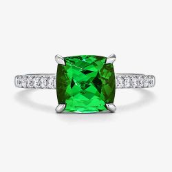 Tivon 18ct White Gold Cushion-Cut Green Tourmaline & Diamond Ring RW-2009-GT