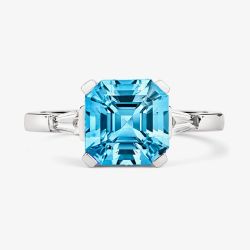 Tivon 18ct White Gold 2.67ct Square Aquamarine & Diamond Ring RW-2078-SAQ