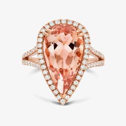 Tivon 18ct Rose Gold 4.17ct Pear-Cut Morganite & Diamond Cocktail & Champers Ring RR-1405-MG