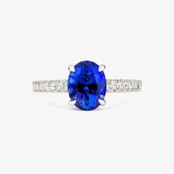 Tivon 18ct White Gold 1.94ct Oval Tanzanite & Diamond Royale Ring RW-2008-TZ