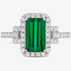 Tivon 18ct White Gold Green Tourmaline & Diamond Ring RW-1790-GT N