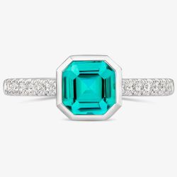 Tivon 18ct White Gold Lagoon Blue Tourmaline and Diamond Shoulders Ring RW-1798-FT N