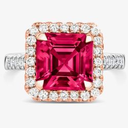 Tivon 18ct Two Colour Gold Pink Tourmaline and Diamond Cluster Ring RTTR-1852-PT N