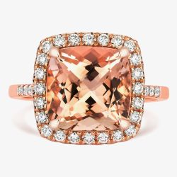 Tivon 18ct Rose Gold Cushion-Cut Morganite and Diamond Cluster Ring RR-1870-MG N